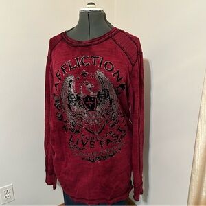 Affliction red and black reversible shirt size XXL